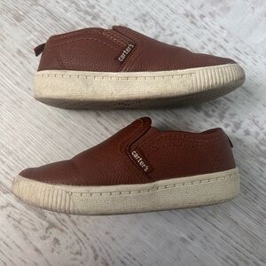 Carters toddler brown leather slip on, size 8